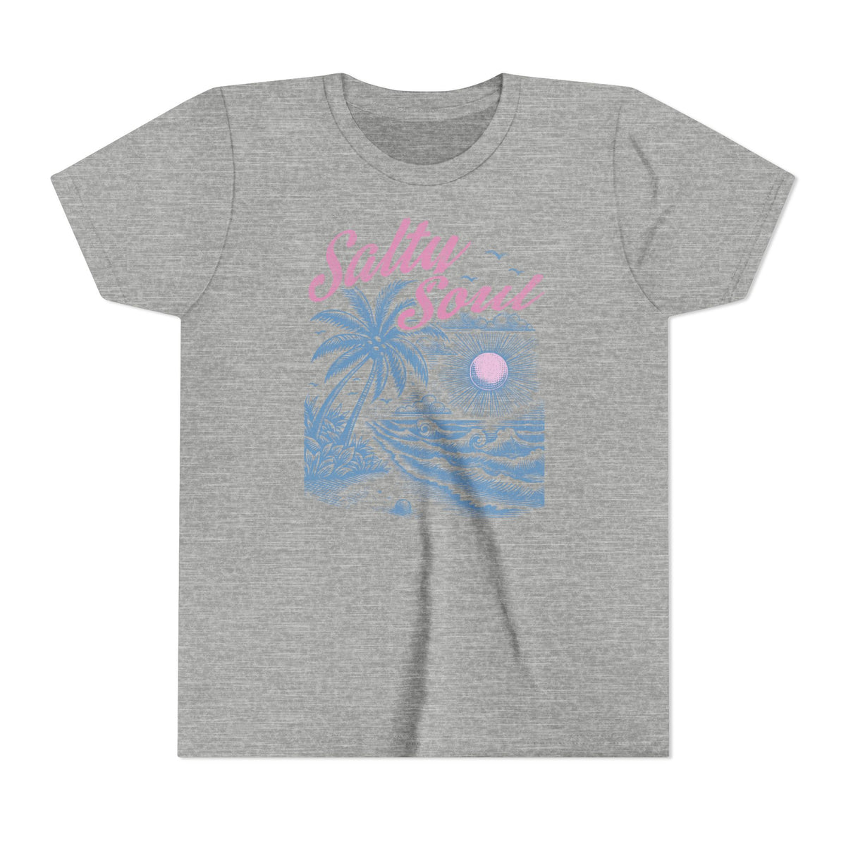 Kids Tee - "Salty Soul" Pastel Beach Palm Graphic