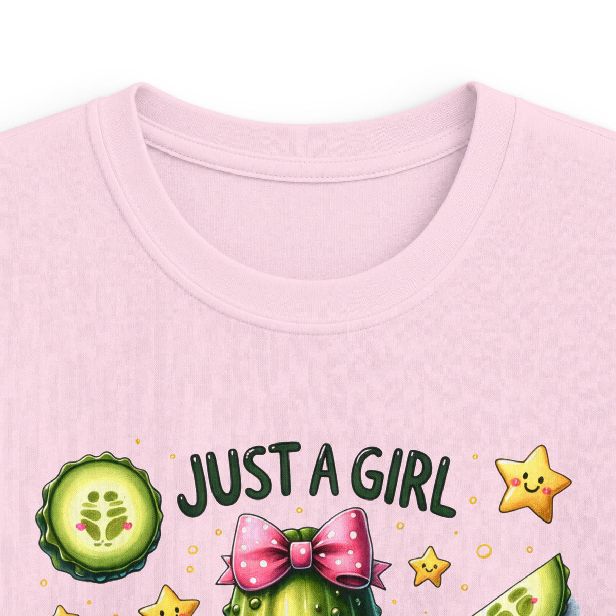 Kids Tee — "Just a Girl Who Loves Pickles" Cute Cactus Pickle Graphic