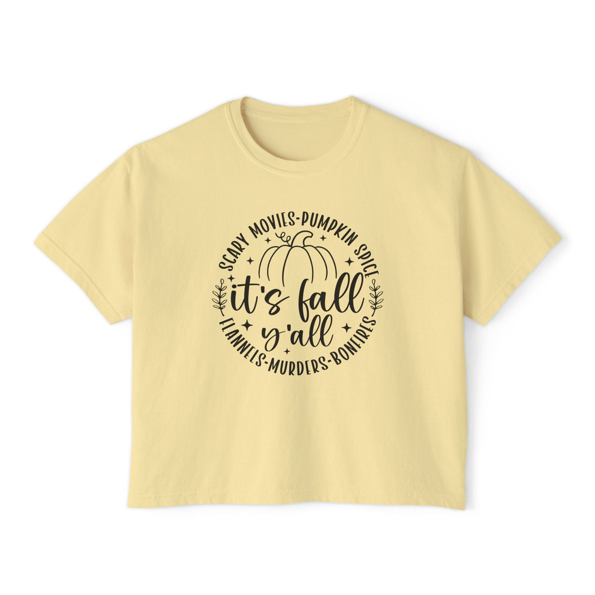 Fall Vibes Boxy Tee — "It's Fall Y'all" Pumpkin Graphic