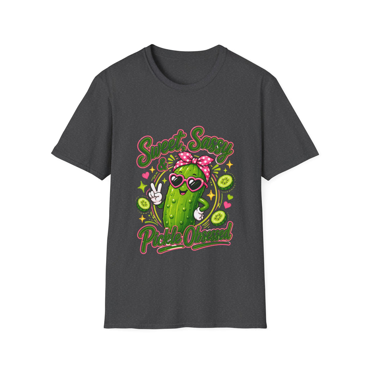 Sweet Sassy Pickle T-Shirt — "Sweet, Sassy & Pickle Obsessed" Cute Cactus/Pickle Graphic Tee