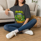 MD - Pickle Time T-Shirt — Cute Cartoon Pickle Jar Graphic Tee