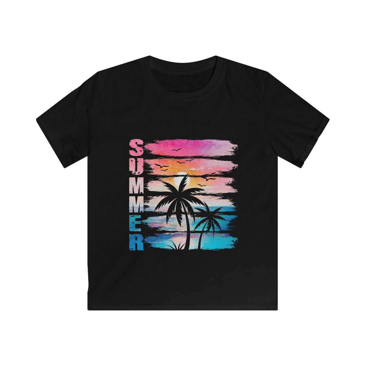 Kids Tee - Summer Palm Colorful Tropical Sunset Graphic