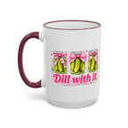 Dill With It Mug — Cute Pickle Jar Coffee Cup (Accent Rim & Handle)