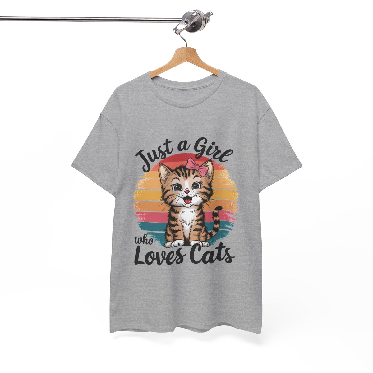 Just a Girl Who Loves Cats T-Shirt — Cute Kitten Retro Sunset Tee for Cat Lovers