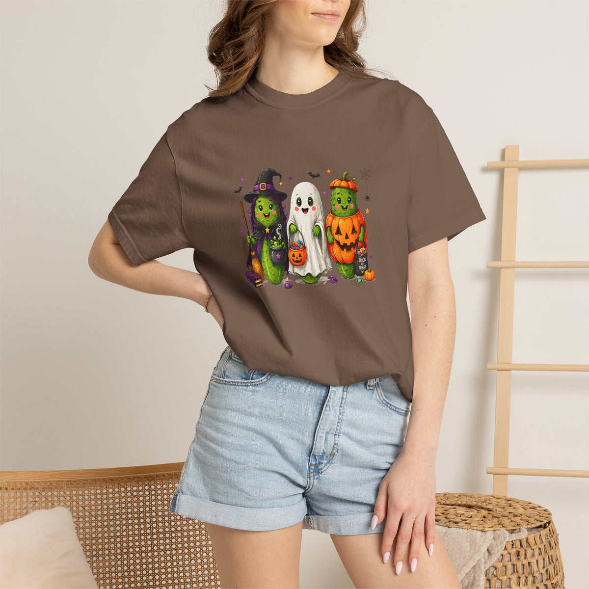 Halloween Trio T-Shirt — Cute Witch, Ghost & Pumpkin Costume Tee