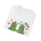 Cute Pickle Couple T-Shirt — Kawaii Matching Pickles with Hearts & Flowers