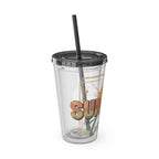 Summer Vibes Tumbler — 16oz Sunsplash Drink Tumbler with Straw