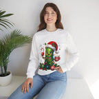 Christmas Pickle Sweatshirt – Cute Santa Hat Pickle with Candy Cane & Hot Cocoa