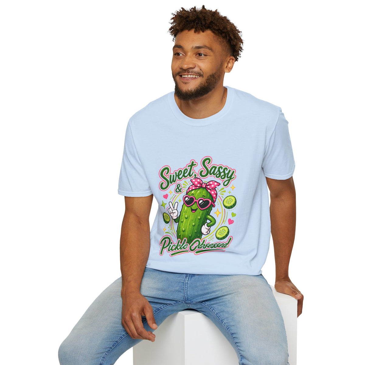 Sweet Sassy Pickle T-Shirt — "Sweet, Sassy & Pickle Obsessed" Cute Cactus/Pickle Graphic Tee