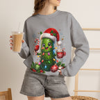 Christmas Pickle Sweatshirt – Cute Santa Hat Pickle with Candy Cane & Hot Cocoa