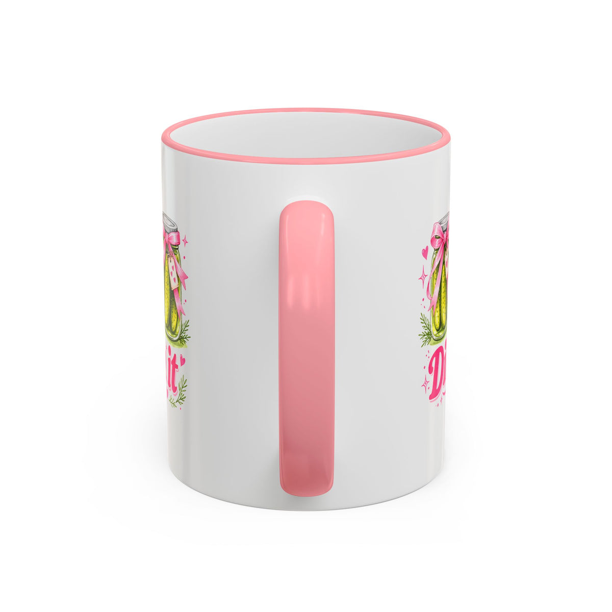 Dill With It Mug — Cute Pickle Jar Coffee Cup (Accent Rim & Handle)