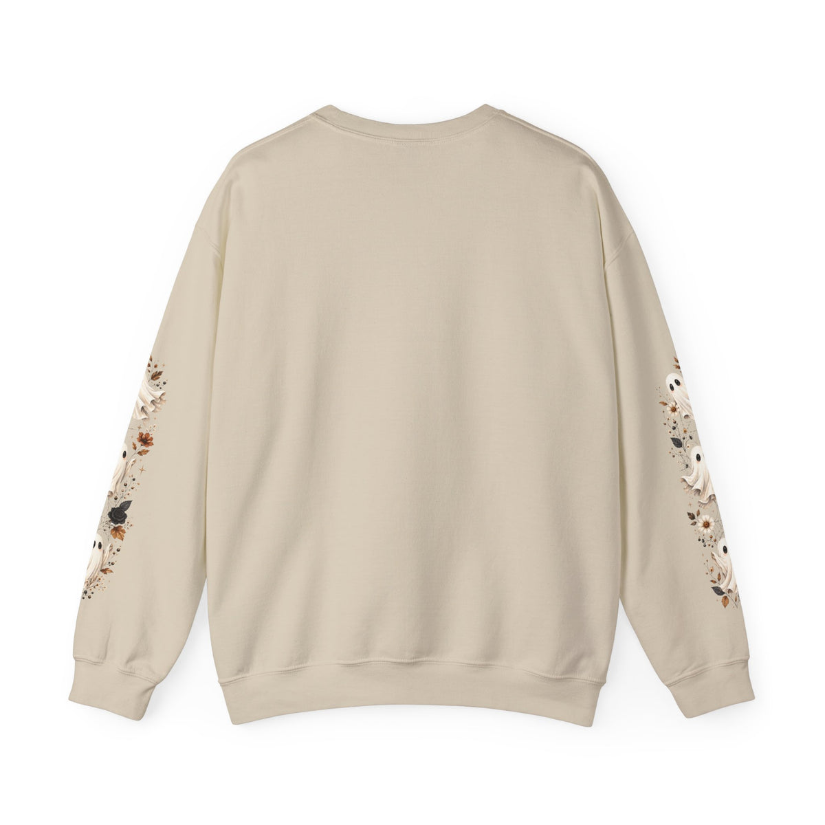Ghost & Sunflower Crewneck Sweatshirt — Spooky Autumn Floral Pullover