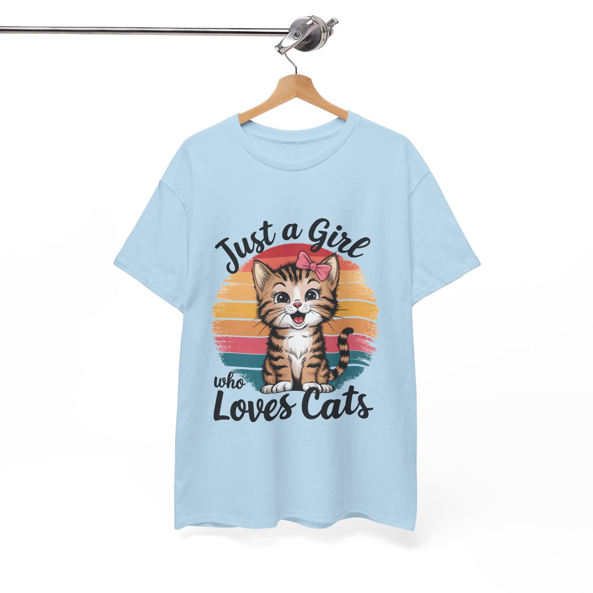 Just a Girl Who Loves Cats T-Shirt — Cute Kitten Retro Sunset Tee for Cat Lovers