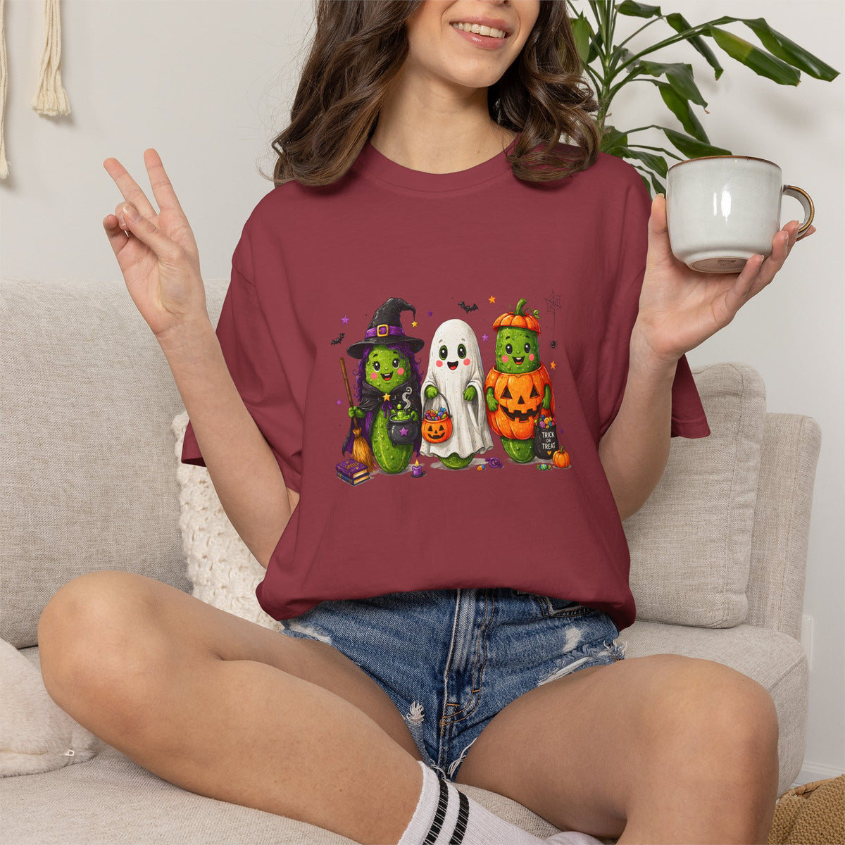 Halloween Trio T-Shirt — Cute Witch, Ghost & Pumpkin Costume Tee