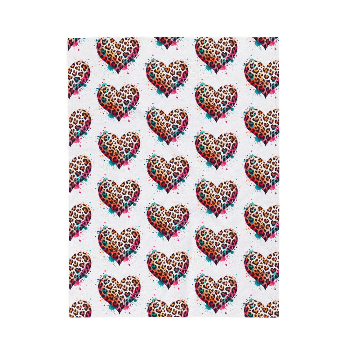 Leopard Heart Velveteen Plush Blanket