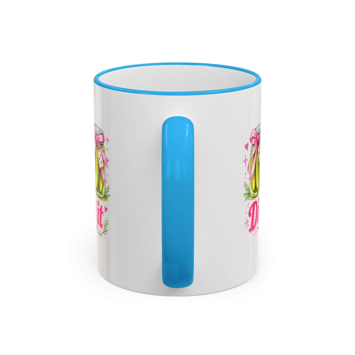 Dill With It Mug — Cute Pickle Jar Coffee Cup (Accent Rim & Handle)