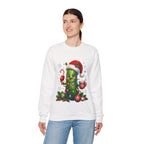 Christmas Pickle Sweatshirt – Cute Santa Hat Pickle with Candy Cane & Hot Cocoa
