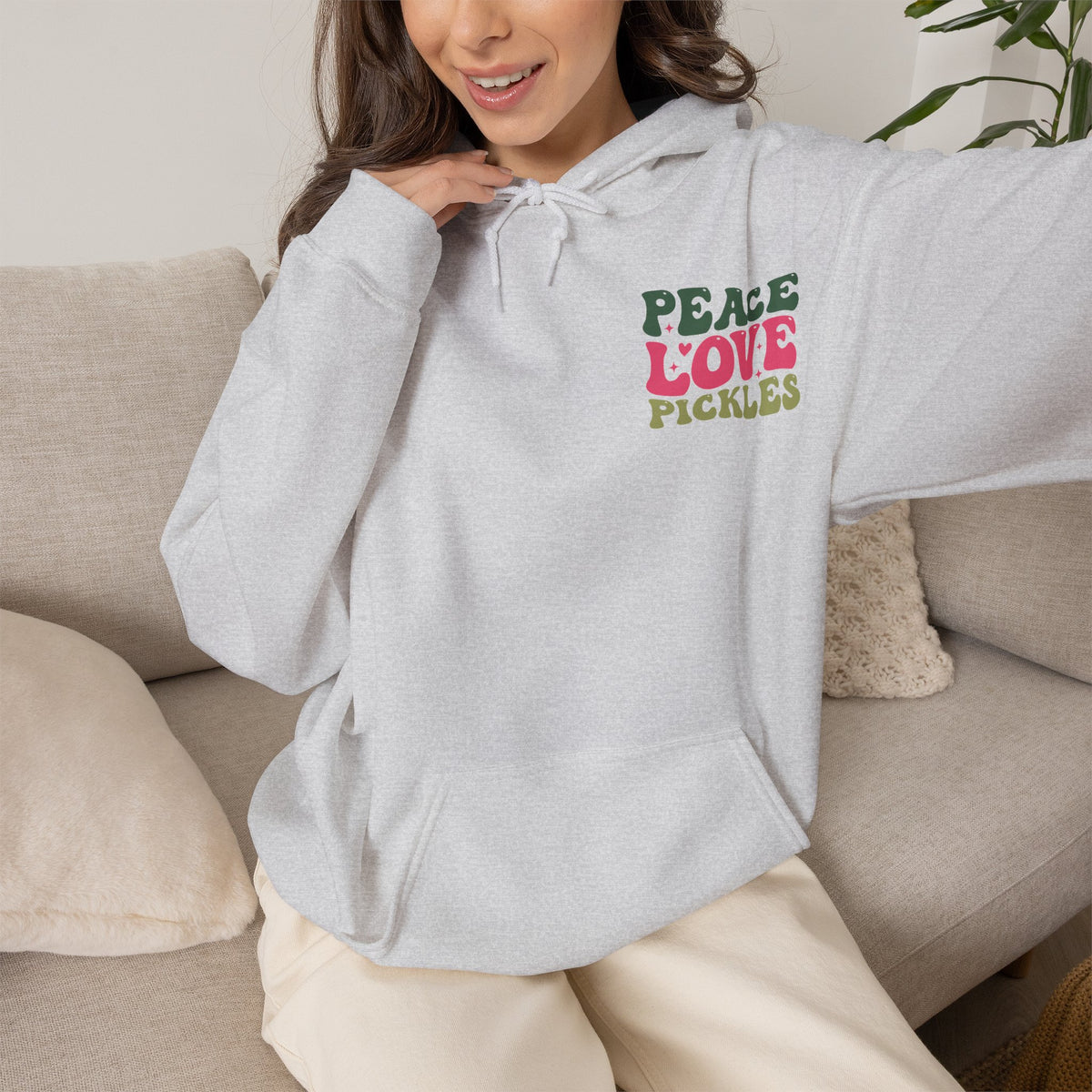 Peace Love Pickles Hoodie — Retro Groovy Graphic Hoodie