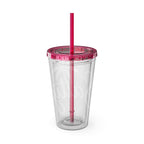 Salty Palm 16oz Tumbler with Straw — Clear Beach Insulated Cup