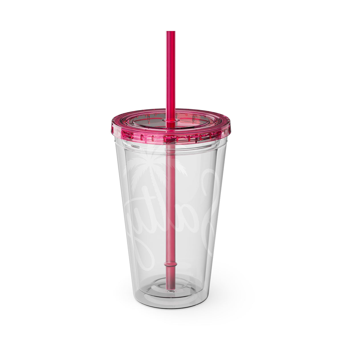 Salty Palm 16oz Tumbler with Straw — Clear Beach Insulated Cup