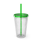 Salty Palm 16oz Tumbler with Straw — Clear Beach Insulated Cup