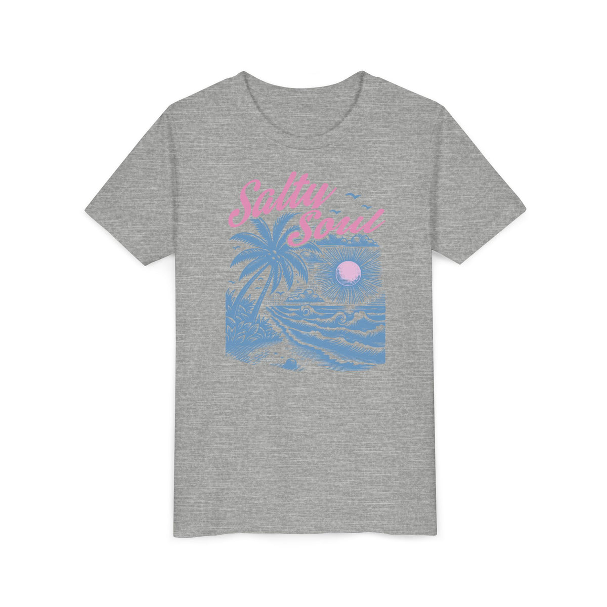 Kids Tee - "Salty Soul" Pastel Beach Palm Graphic