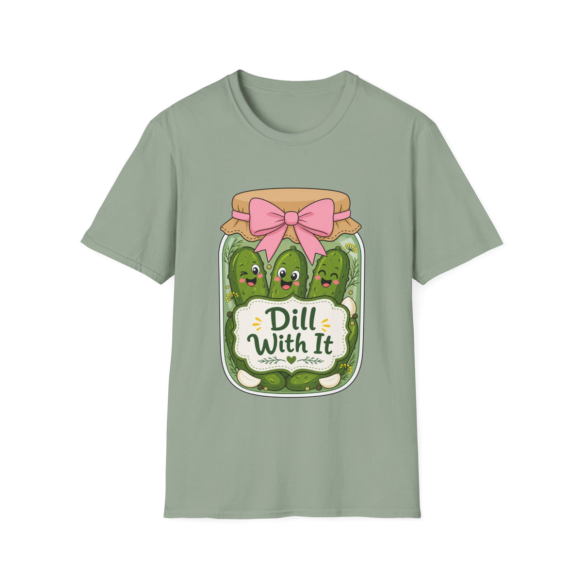 Adult - Unisex Tee - Dill With It Cute Pickle Jar Graphic Tee