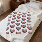 Leopard Heart Velveteen Plush Blanket