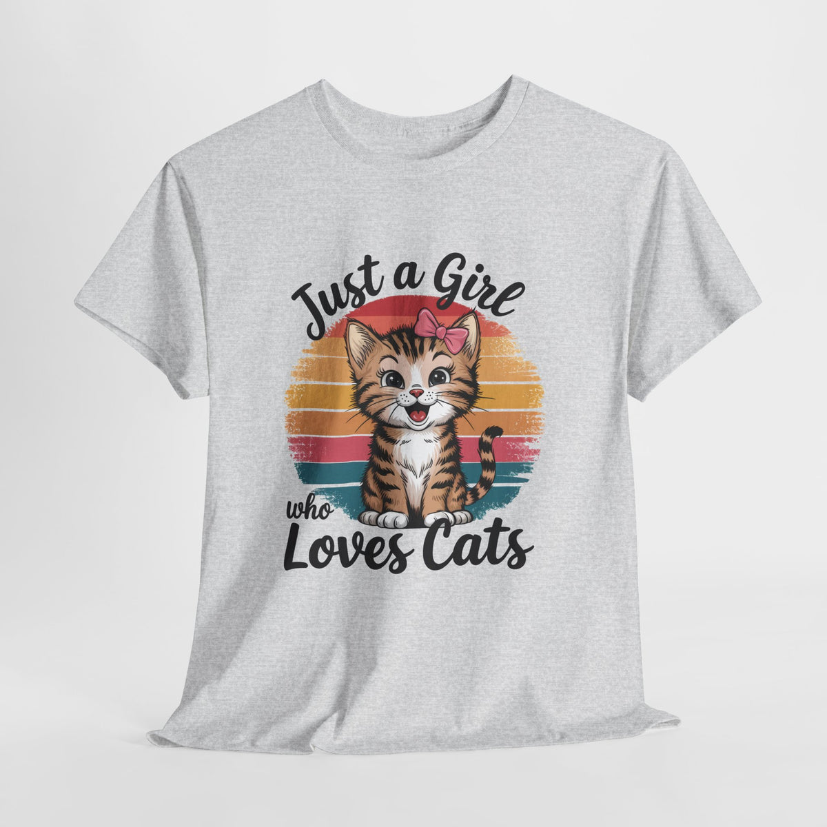 Just a Girl Who Loves Cats T-Shirt — Cute Kitten Retro Sunset Tee for Cat Lovers