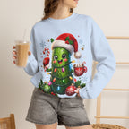 MD - Christmas Pickle Sweatshirt – Cute Holiday Pickle in Santa Hat with Candy Cane & Hot Cocoa