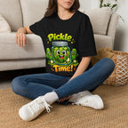 MD - Pickle Time T-Shirt — Cute Cartoon Pickle Jar Graphic Tee