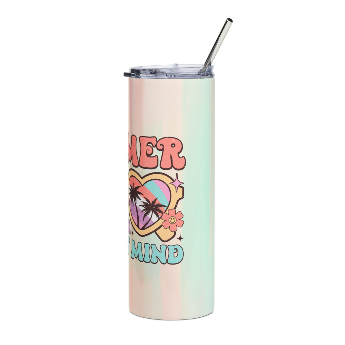 20oz Stainless Tumbler — "Summer Is a State of Mind" Retro Heart Sunglasses Design
