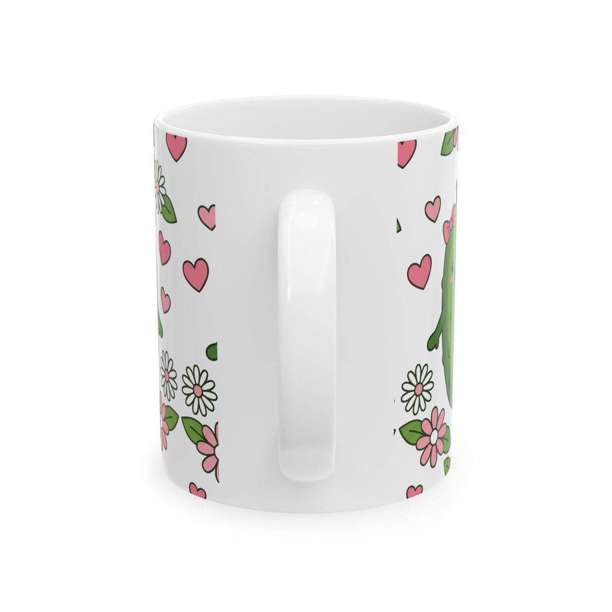 Cute Pickle Couple Mug — Kawaii Pickles with Hearts & Flowers (11oz/15oz)