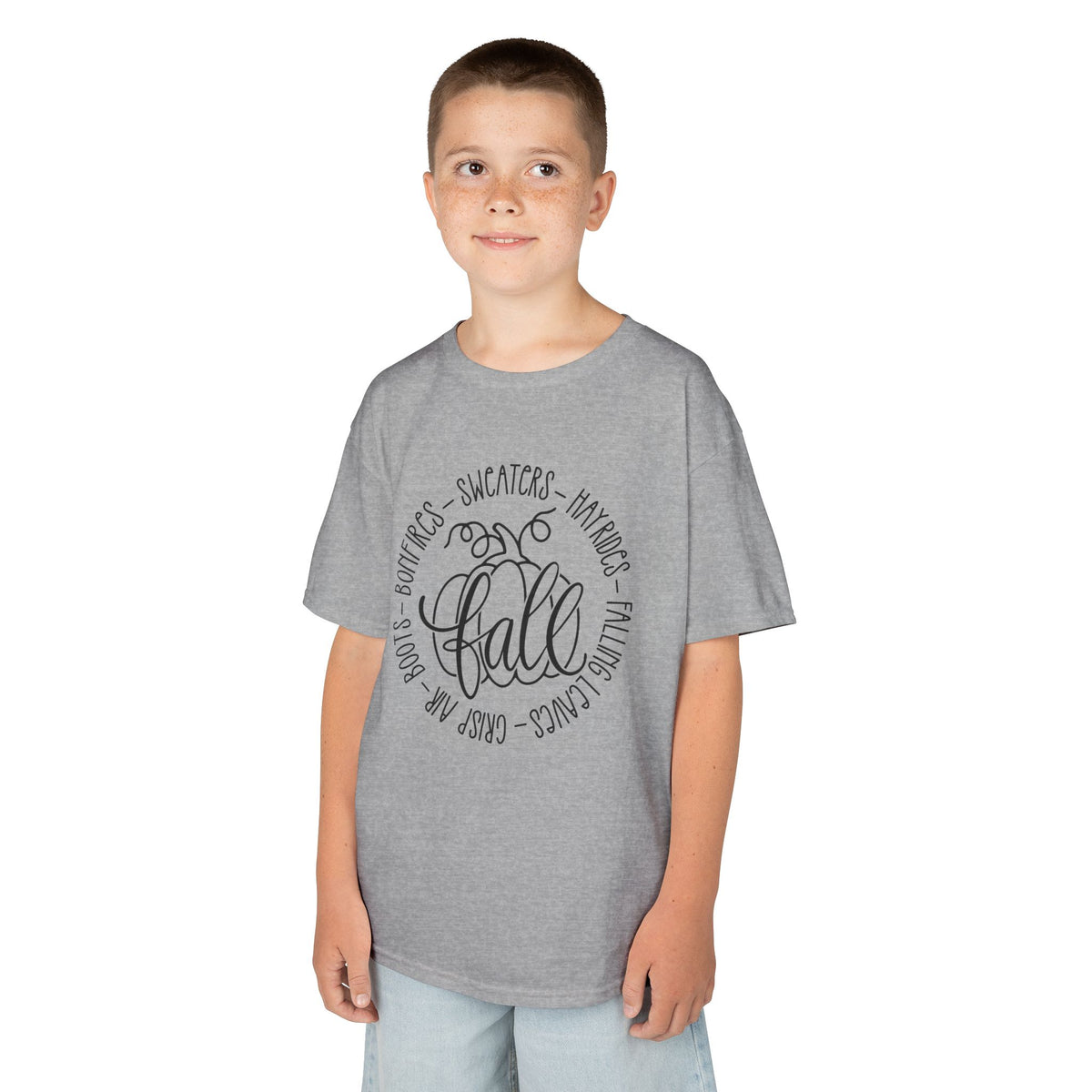 Kids 'Hello Fall' Tee — Playful Pumpkin & Autumn Words