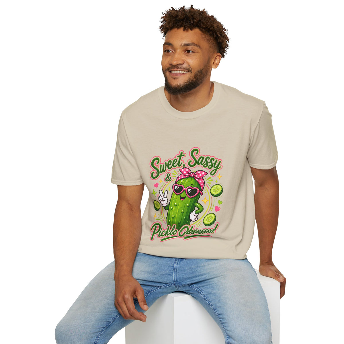 Sweet Sassy Pickle T-Shirt — "Sweet, Sassy & Pickle Obsessed" Cute Cactus/Pickle Graphic Tee