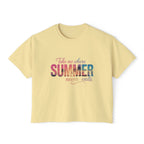 Summer Vibe Boxy Tee — "Take Me Where Summer Never Ends"