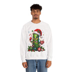 MD - Christmas Pickle Sweatshirt – Cute Holiday Pickle in Santa Hat with Candy Cane & Hot Cocoa