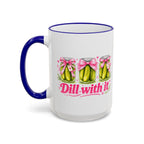 Dill With It Mug — Cute Pickle Jar Coffee Cup (Accent Rim & Handle)