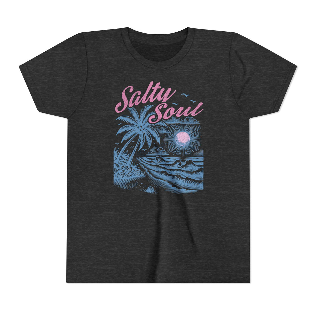 Kids Tee - "Salty Soul" Pastel Beach Palm Graphic