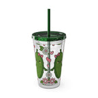 Full Wrap - Cute Pickle Love 16oz Tumbler with Straw — Floral Heart Kawaii Drink Cup
