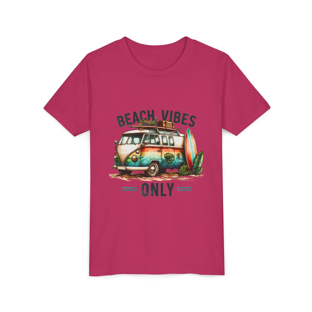 Kids Tee — "Beach Vibes Only" Surf Van Graphic