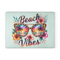 Glass Cutting Board – "Beach Vibes" Tropical Sunglasses Design