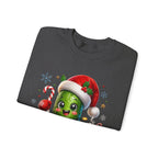 MD - Christmas Pickle Sweatshirt – Cute Holiday Pickle in Santa Hat with Candy Cane & Hot Cocoa