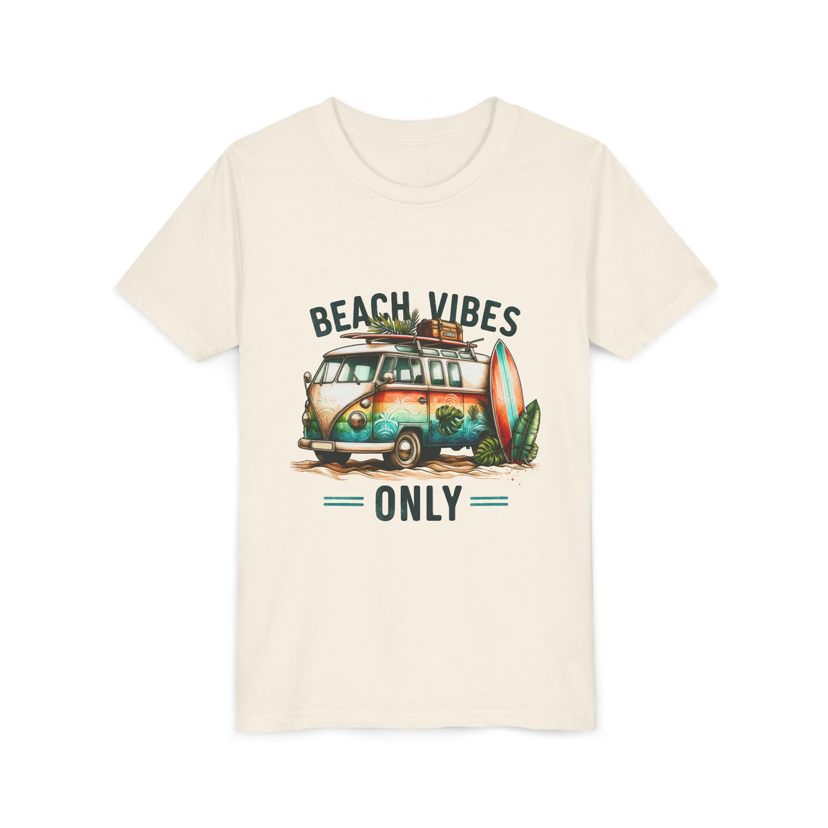 Kids Tee — "Beach Vibes Only" Surf Van Graphic