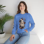 Ghost & Sunflower Crewneck Sweatshirt — Spooky Autumn Floral Pullover