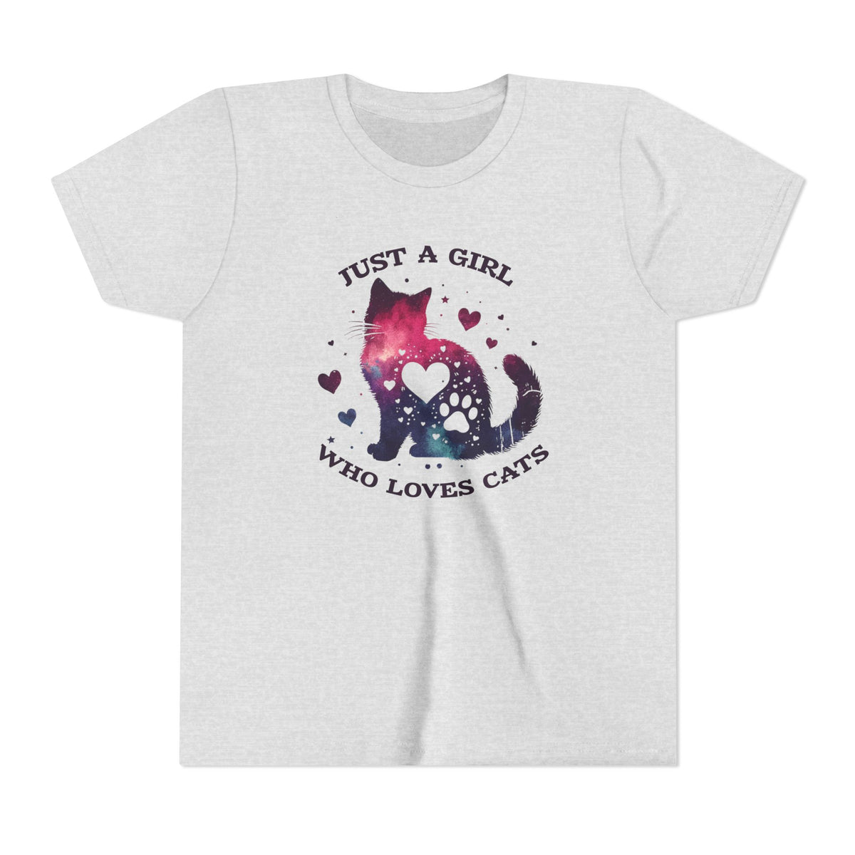 Kids Tee — "Just a Girl Who Loves Cats" Galaxy Cat Kids T‑Shirt