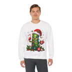 MD - Christmas Pickle Sweatshirt – Cute Holiday Pickle in Santa Hat with Candy Cane & Hot Cocoa