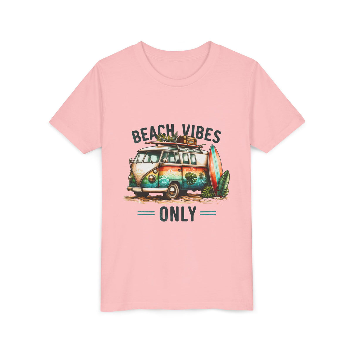 Kids Tee — "Beach Vibes Only" Surf Van Graphic