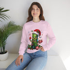Christmas Pickle Sweatshirt – Cute Santa Hat Pickle with Candy Cane & Hot Cocoa