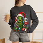 Christmas Pickle Sweatshirt – Cute Santa Hat Pickle with Candy Cane & Hot Cocoa